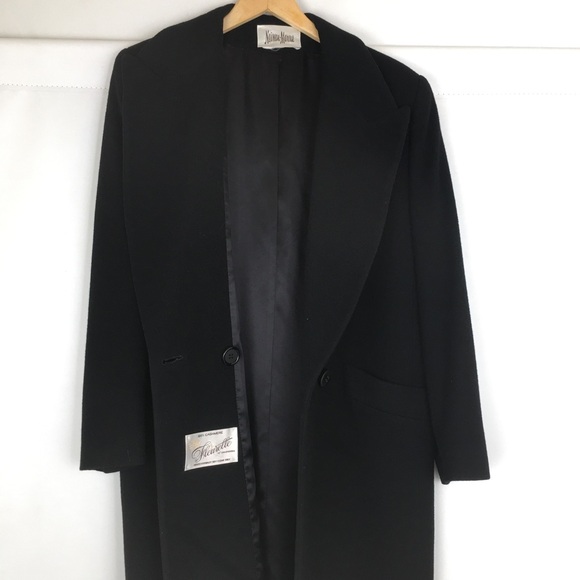 Vintage Fleurette of California 100% Cashmere Long Coat Neiman Marcus Black - Picture 10 of 14